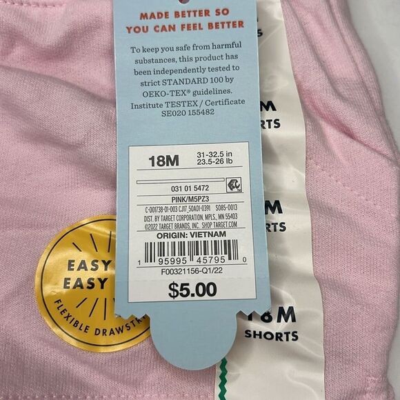 Cat & Jack Girls Pink Flexible Drawstring Shorts Size 18 months - Picture 3 of 4